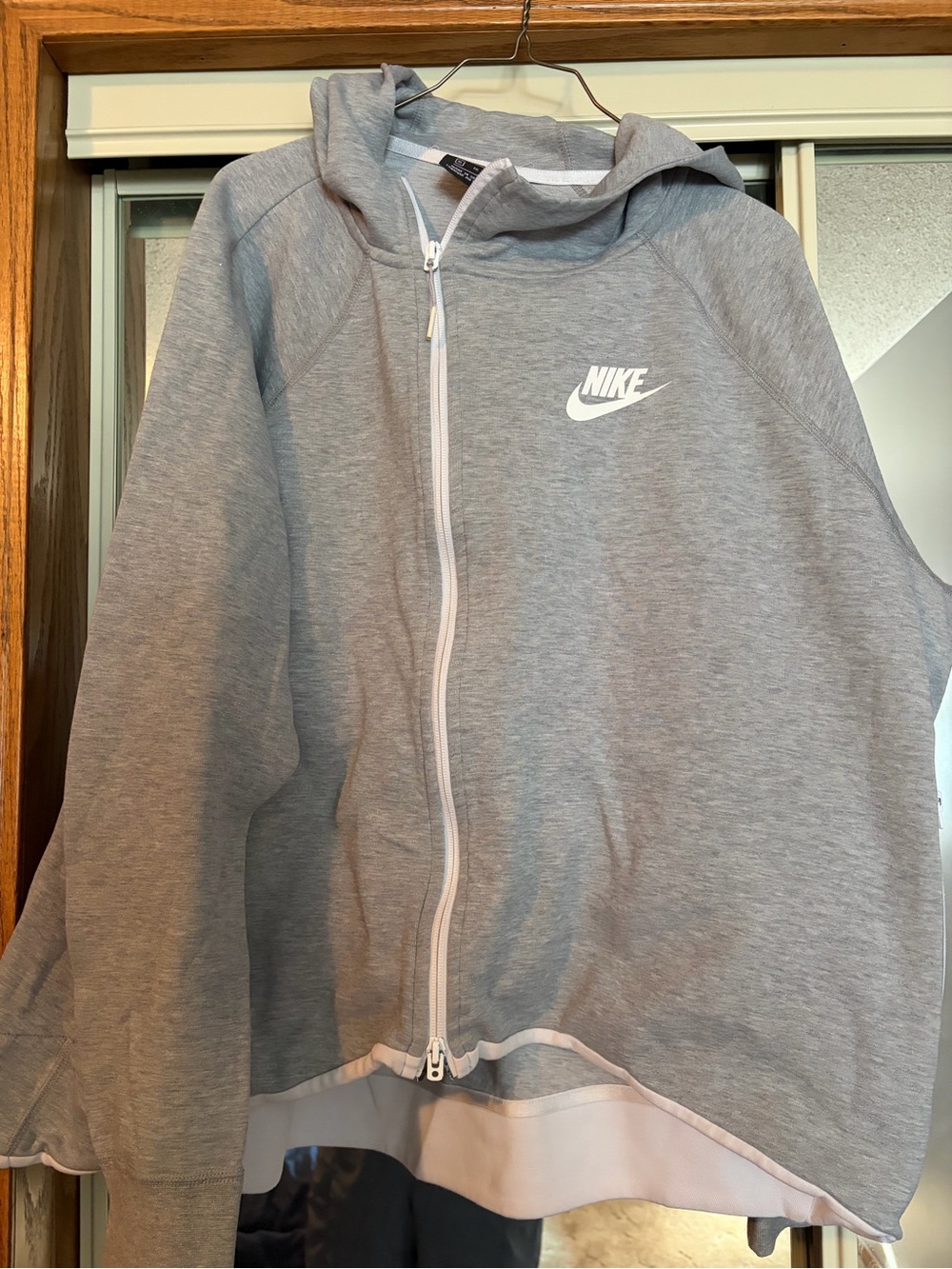 Nike Gray Full-Zip Hooded Sweatshirt with White Logo